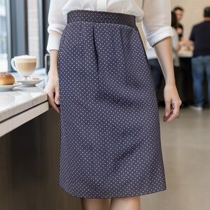 VALENTINO Miss V Navy Blue Polka Dot Midi Pencil Skirt Size IT 42 / UK 8 / US 6